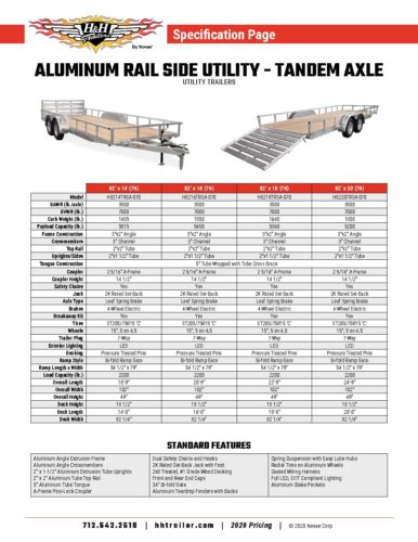 H&H Trailers | AluminumRailSideTandemAxle_Specs - H&H Trailers