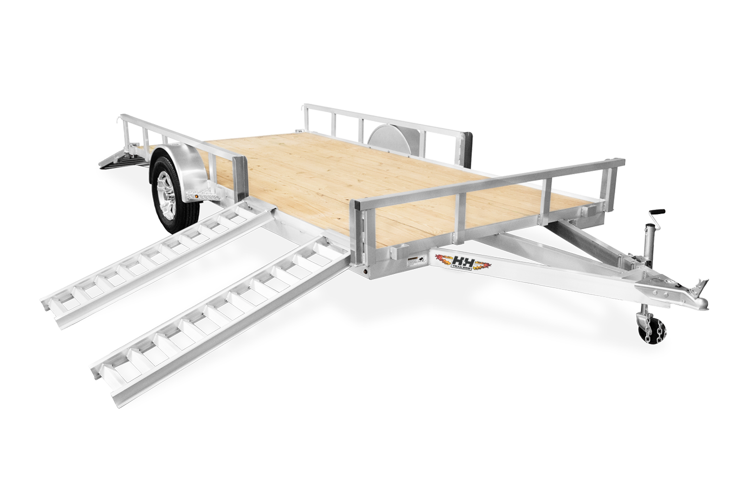 Aluminum ATV Single Axle Utility Trailer Front Ramps Down