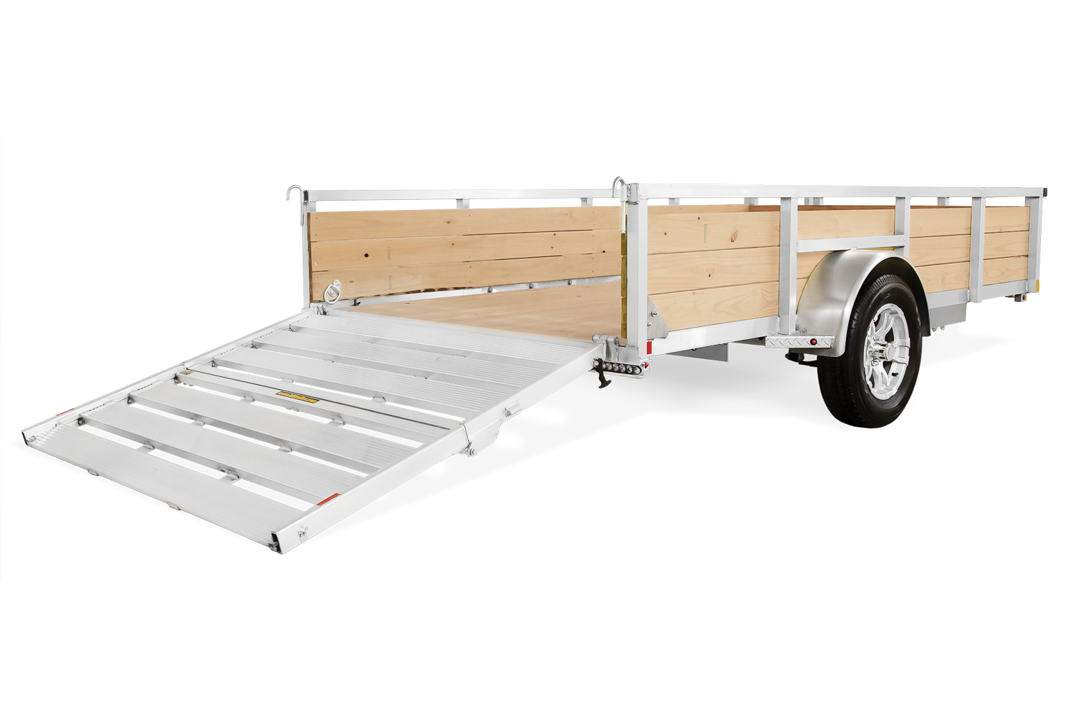 Aluminum Wood Side Utility Trailer Rear Ramp Down