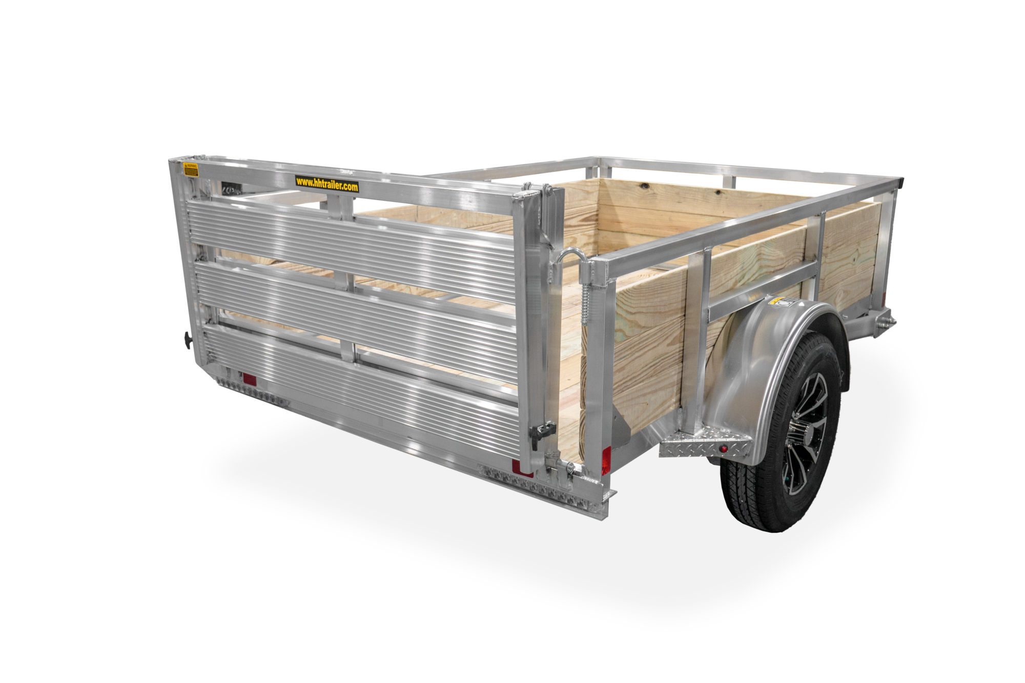 Aluminum Wood Side Utility Trailer Rear Ramp Up