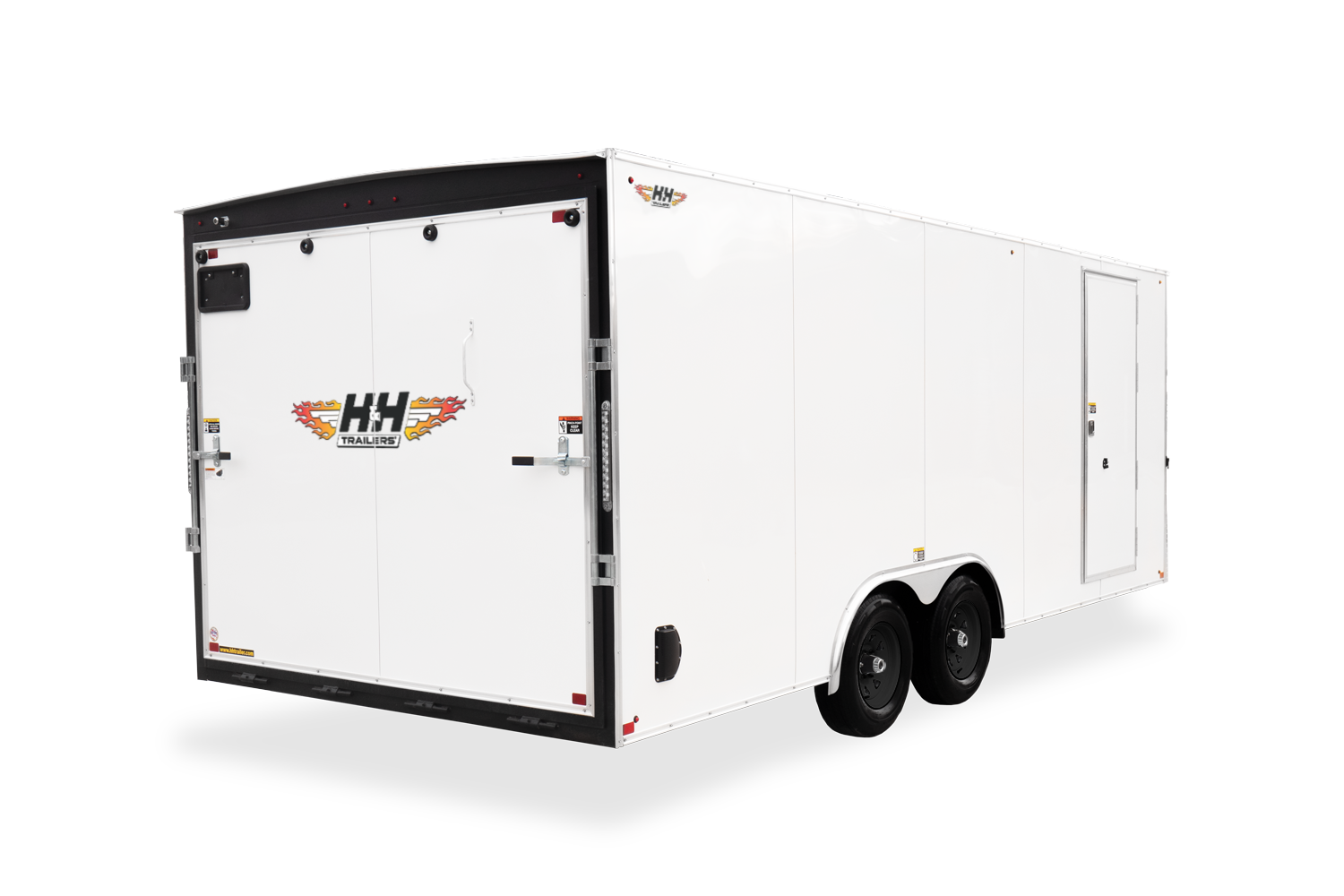 HH HH Series Flat Top Car Hauler Trailer Rear Closed Black Wheels