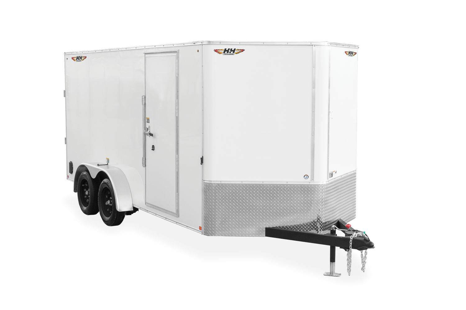 HH HH Series Flat Top Enclosed Cargo Trailer Tandem Front Black Wheels