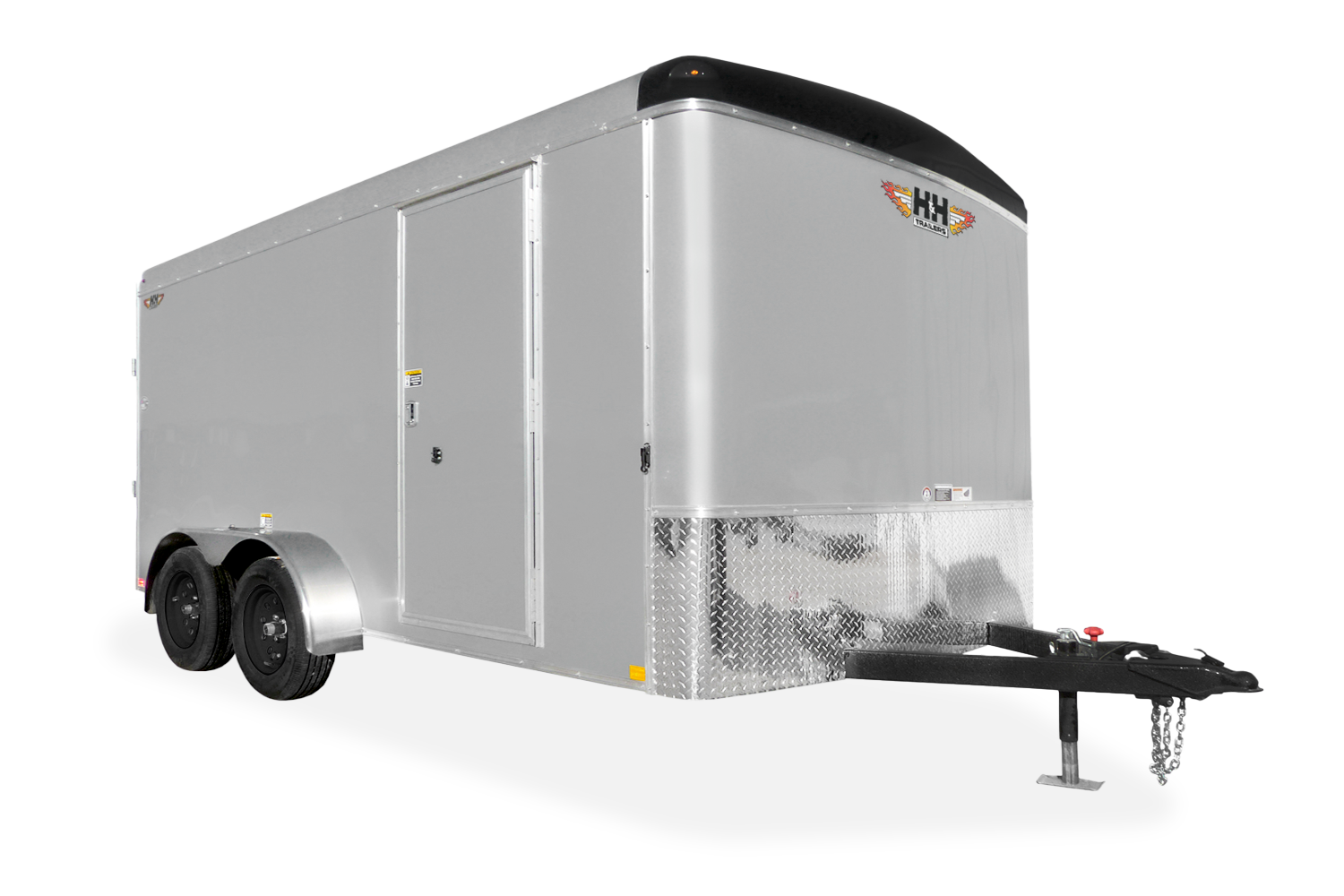 HH HH Series Round Top Cargo Trailer Front Grey Black Wheels