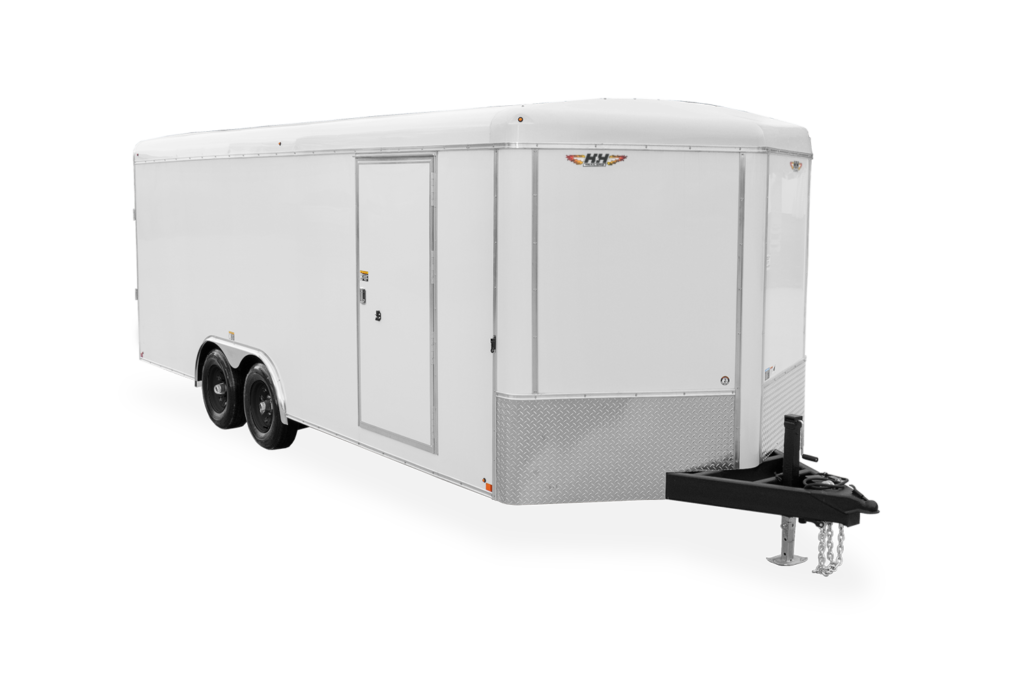 HH HH Series Round Top Enclosed Car Hauler Front Black Wheels