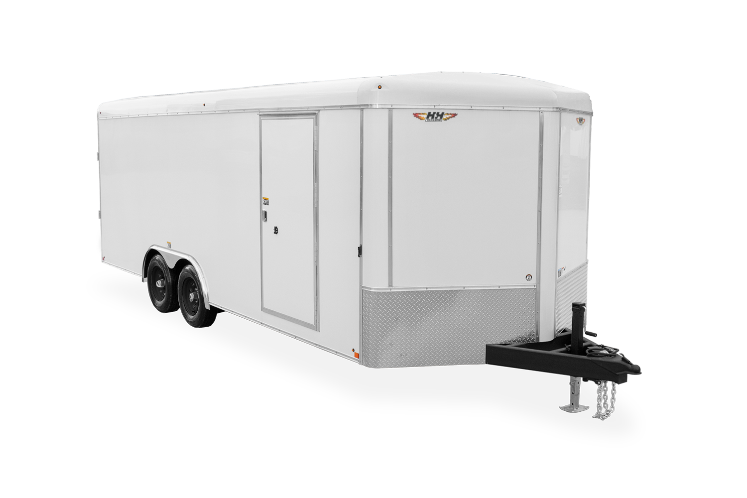 HH HH Series Round Top Enclosed Car Hauler Front Black Wheels