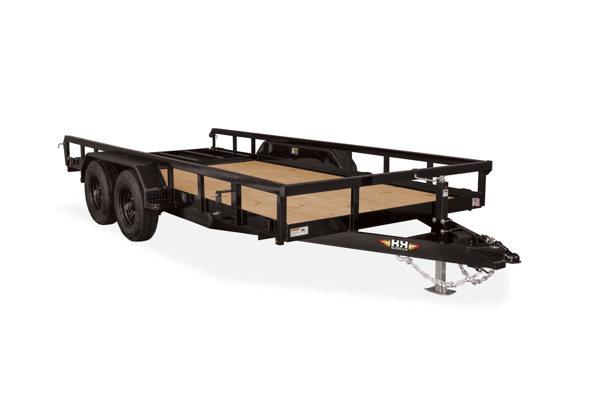 HH Heavy Duty Rail Side Utility Trailer Front Ramp Down