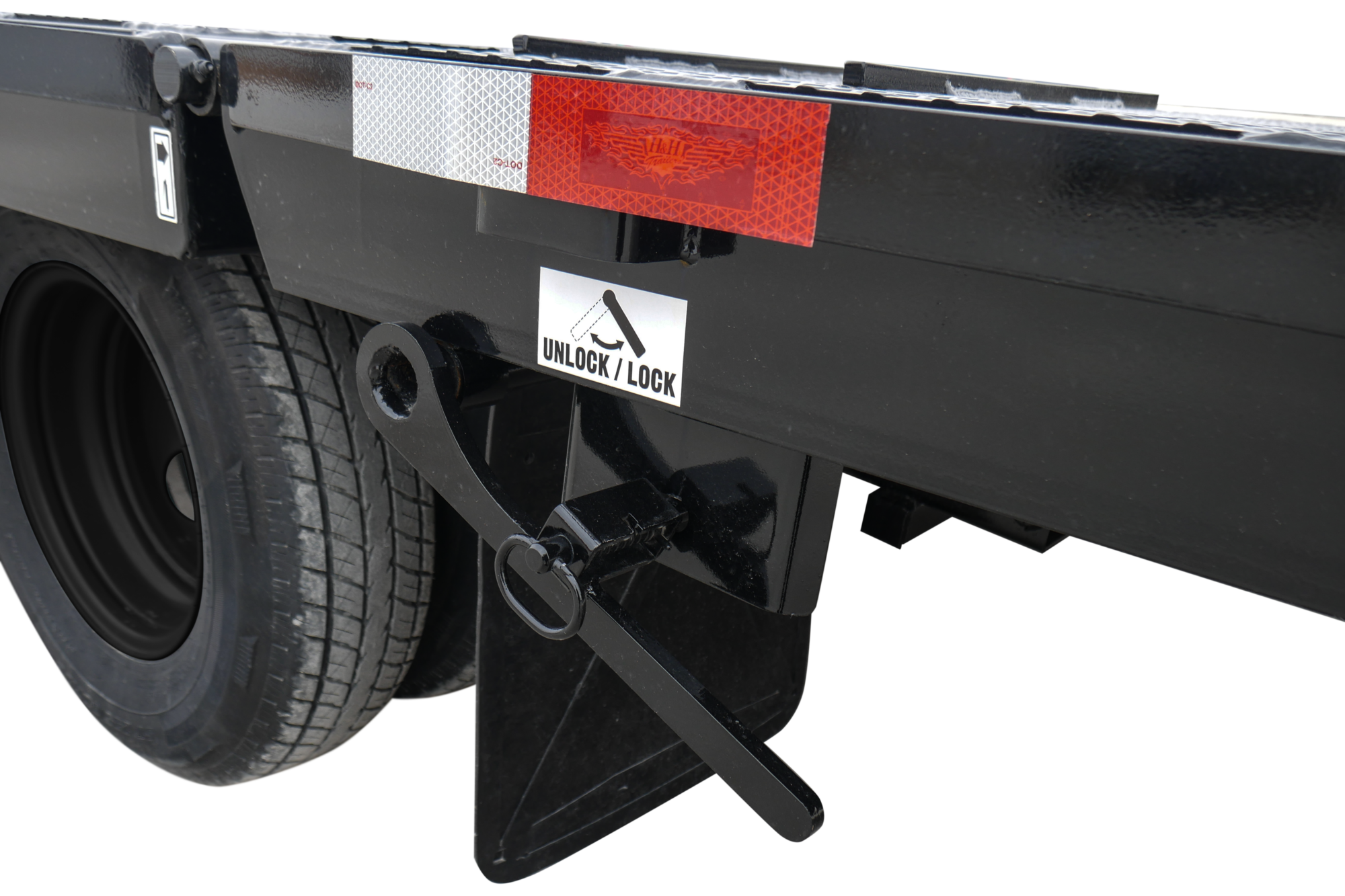 HH Hydraulic Tail Deck Over Trailer Latch Black Wheels