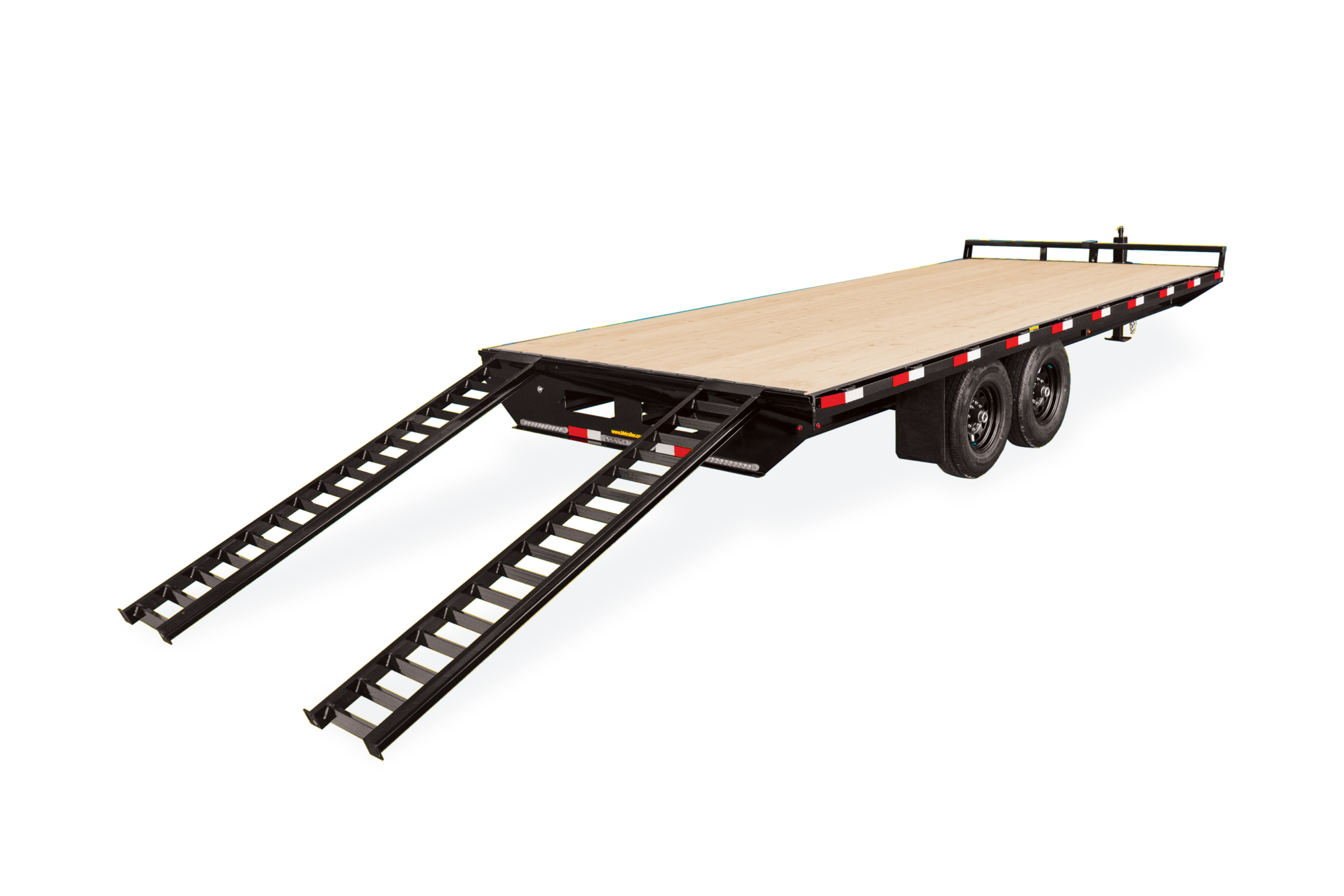 HH Standard Duty Flatbed Deckover Trailer Rear Ramps Down