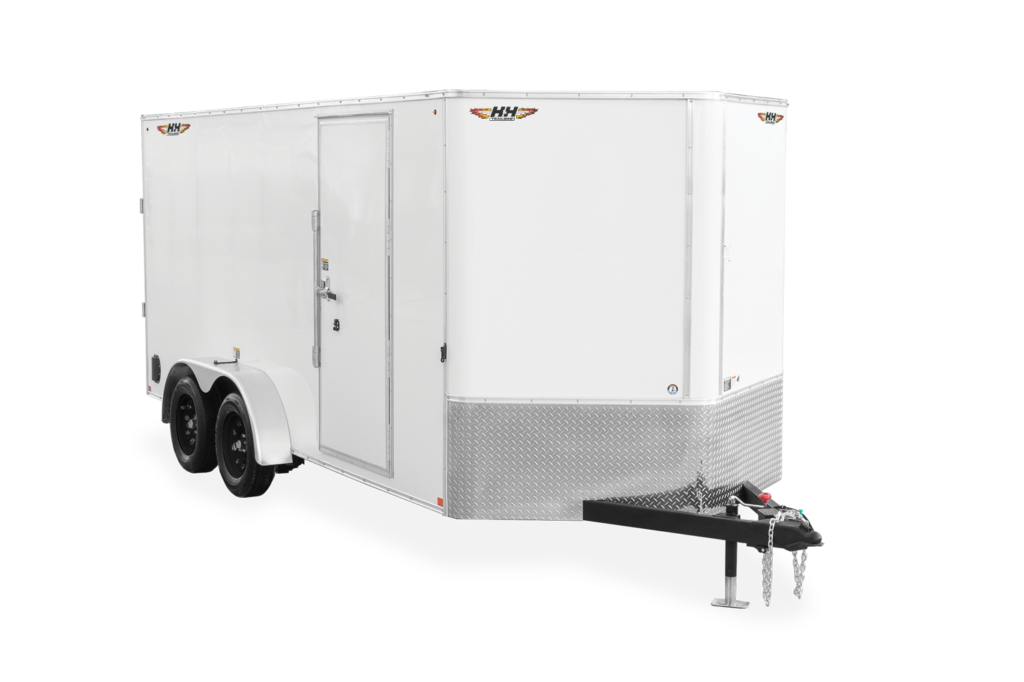 HH HH Series Flat Top Enclosed Cargo Trailer Tandem Front Black Wheels
